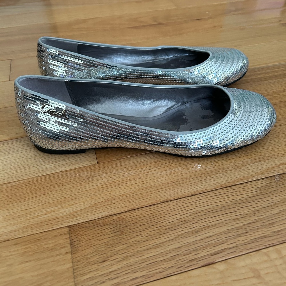 Coach Silver Sequin Ballet Flats